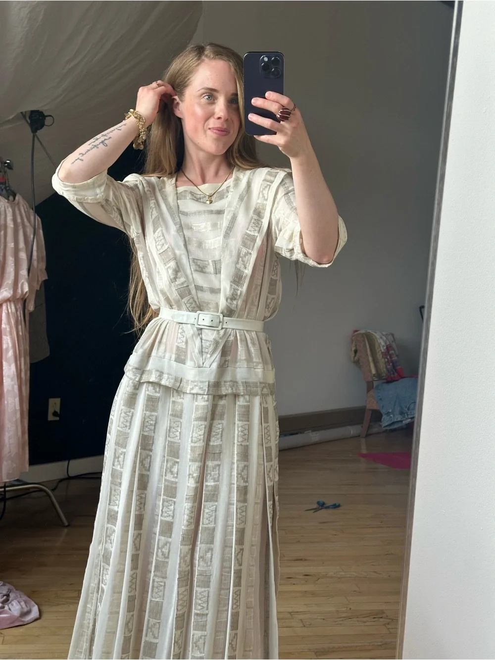 Linda Lundstrom Cream Patterned Maxi Dress - Picture 4 of 11